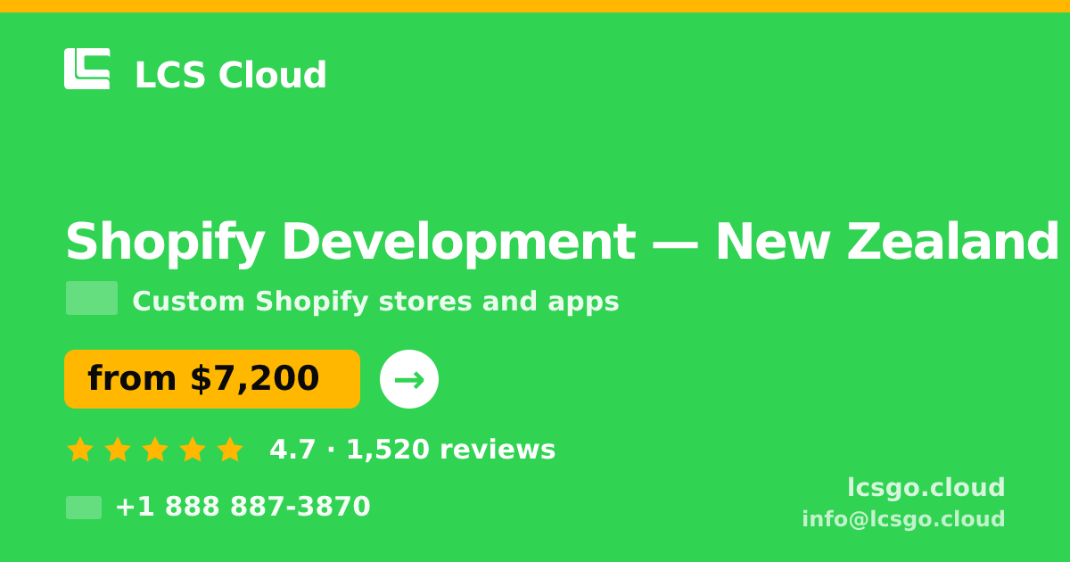 Shopify Development in Christchurch — from $7,100, rated 4.7/5 by 1626 clients. LCS Cloud.