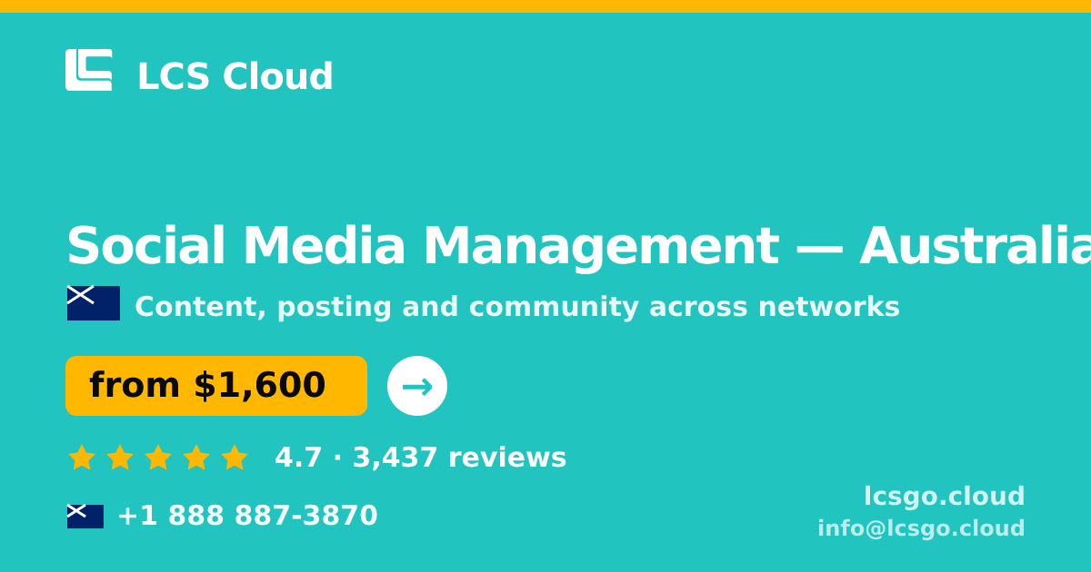 Social Media Management in Australia — from $1,600/mo, rated 4.7/5 by 3437 clients. LCS Cloud.