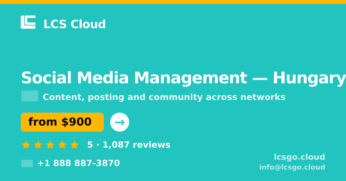 Social Media Management in Hungary — from $900/mo, rated 5/5 by 1087 clients. LCS Cloud.