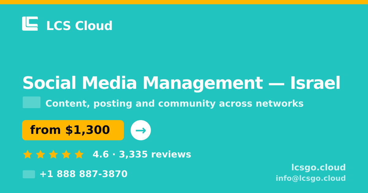 Social Media Management in Israel — from $1,300/mo, rated 4.6/5 by 3335 clients. LCS Cloud.