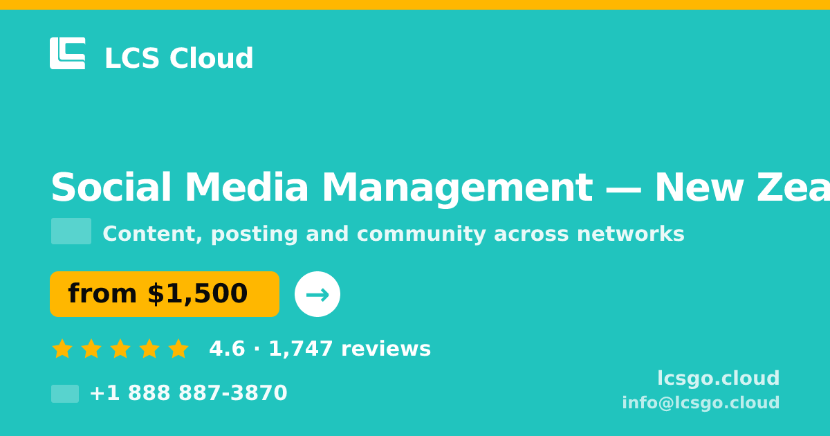 Social Media Management in Christchurch — from $1,500/mo, rated 4.5/5 by 2276 clients. LCS Cloud.