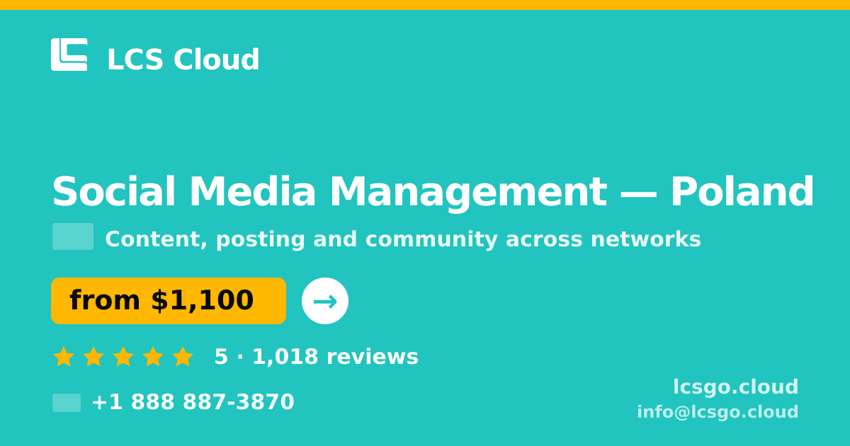 Social Media Management in Poland — from $1,100/mo, rated 5/5 by 1018 clients. LCS Cloud.