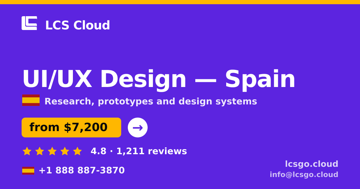 UI/UX Design in Spain — from $7,200, rated 4.8/5 by 1211 clients. LCS Cloud.