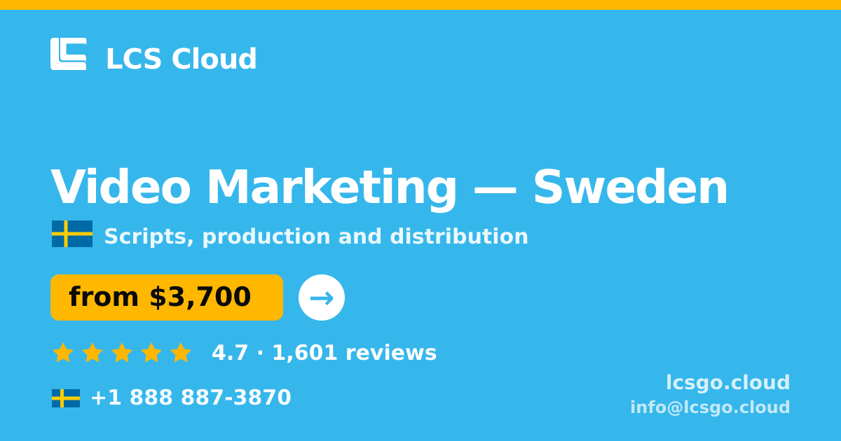 Video Marketing in Sweden — from $3,700, rated 4.7/5 by 1601 clients. LCS Cloud.
