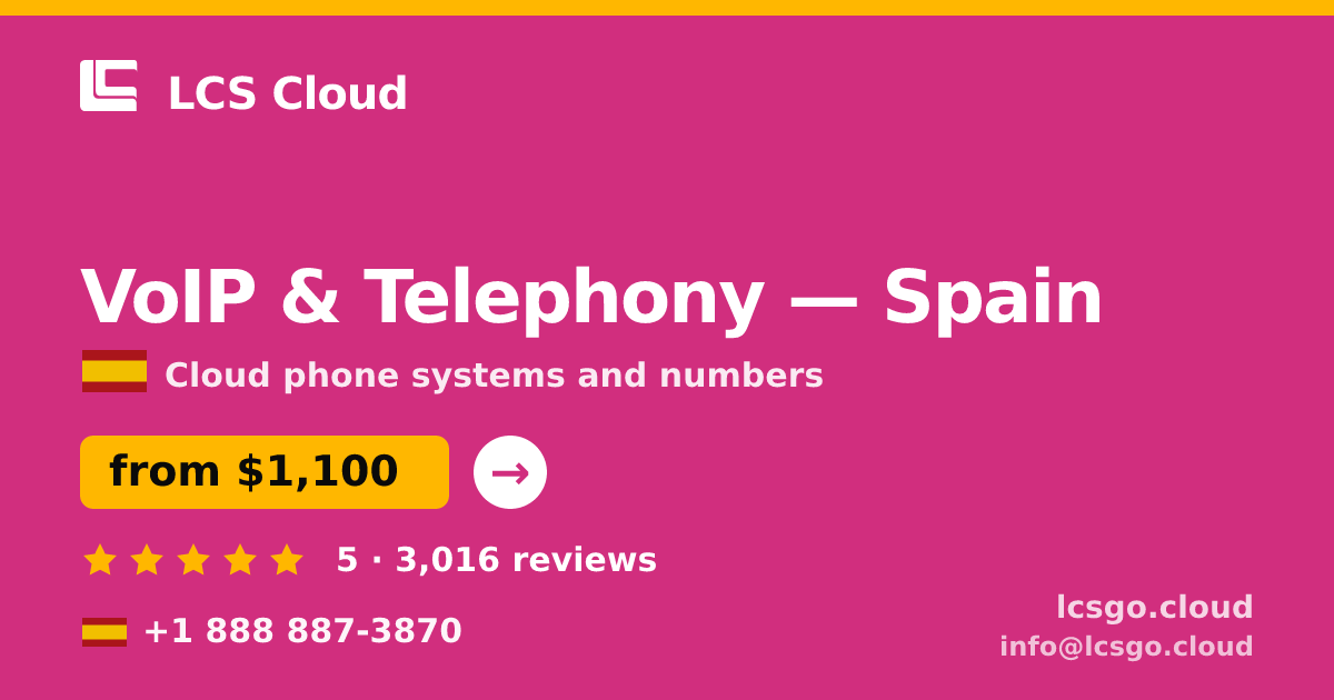 VoIP & Telephony in Barcelona — from $1,400/mo, rated 4.6/5 by 1959 clients. LCS Cloud.