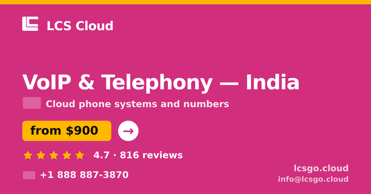 VoIP & Telephony in India — from $900/mo, rated 4.7/5 by 816 clients. LCS Cloud.