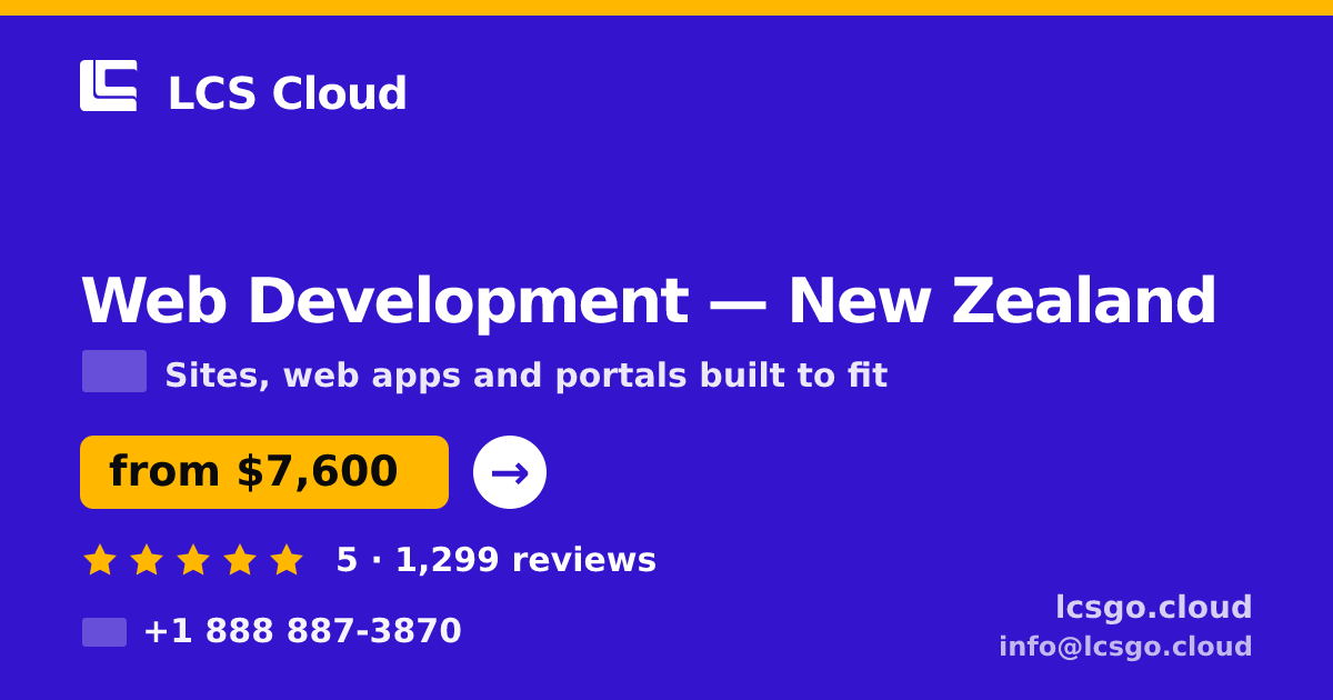 Web Development in Wellington — from $7,700, rated 4.7/5 by 980 clients. LCS Cloud.
