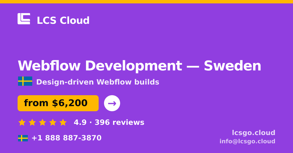 Webflow Development in Malmö — from $6,100, rated 5/5 by 894 clients. LCS Cloud.