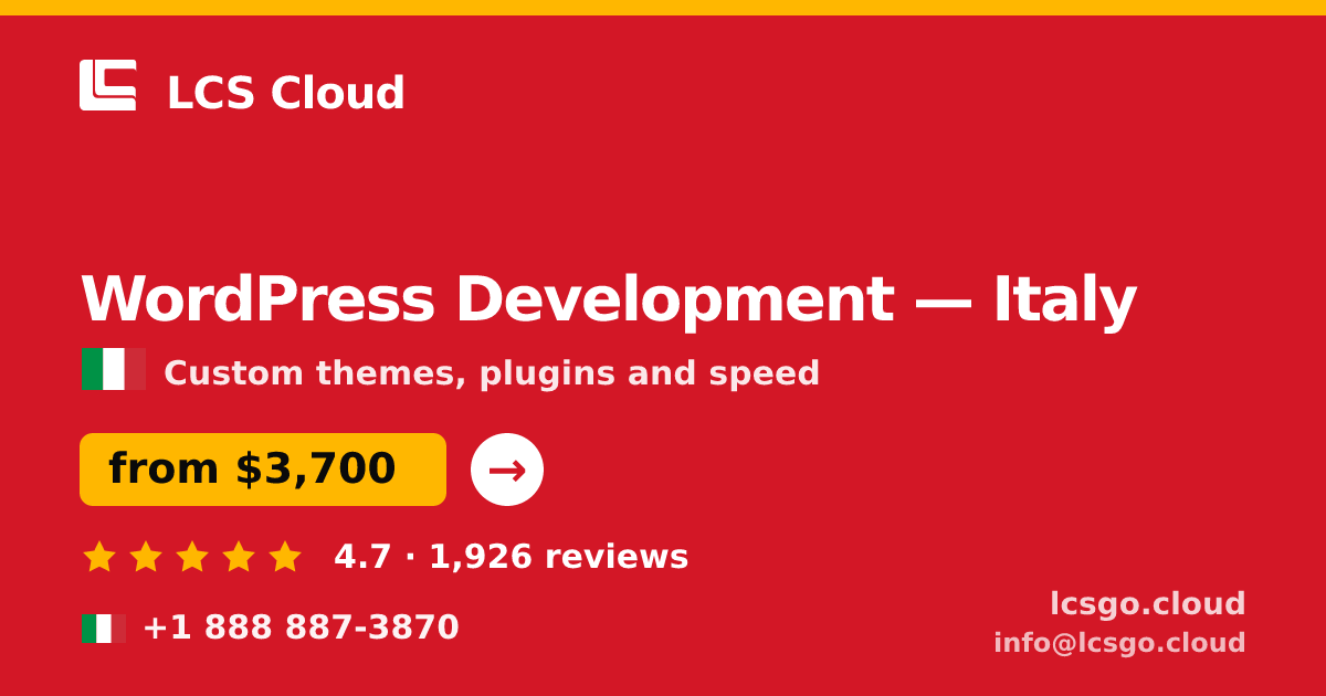 WordPress Development in Milan — from $4,500, rated 4.7/5 by 1135 clients. LCS Cloud.